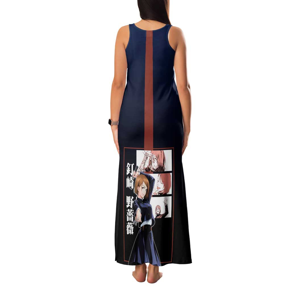 Nobara Kugisaki from Jujutsu Kaisen Family Matching Tank Maxi Dress and Hawaiian Shirt with Dark Blue and Red Background and Multiple Poses Design - The Mazicc