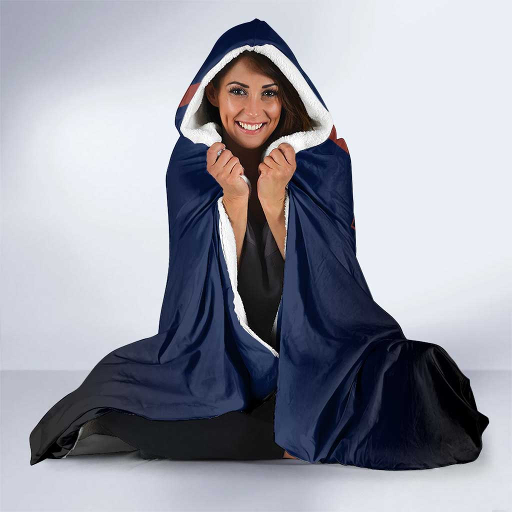 Nobara Kugisaki from Jujutsu Kaisen Hooded Blanket with Dark Blue and Red Background and Multiple Poses Design - The Mazicc