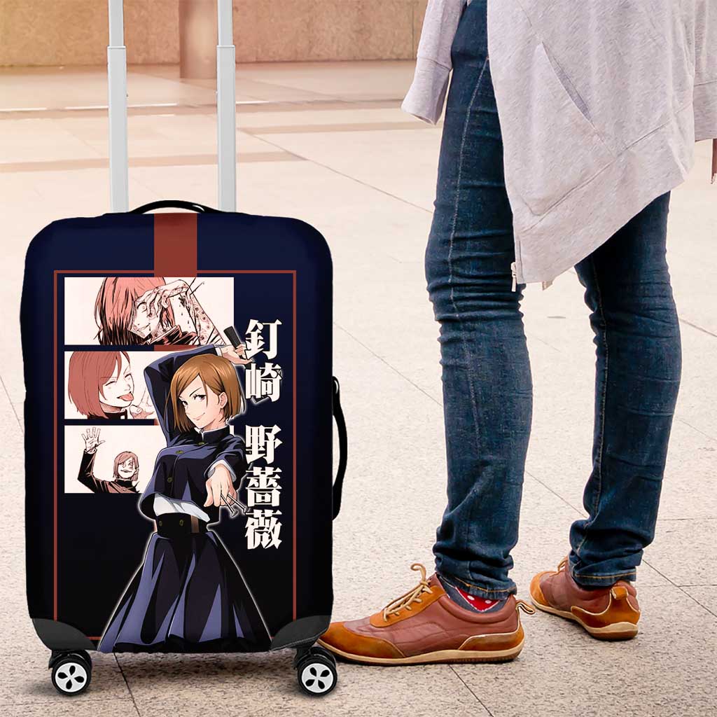 Nobara Kugisaki from Jujutsu Kaisen Luggage Cover with Dark Blue and Red Background and Multiple Poses Design - The Mazicc