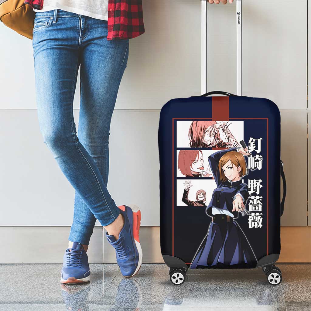 Nobara Kugisaki from Jujutsu Kaisen Luggage Cover with Dark Blue and Red Background and Multiple Poses Design - The Mazicc