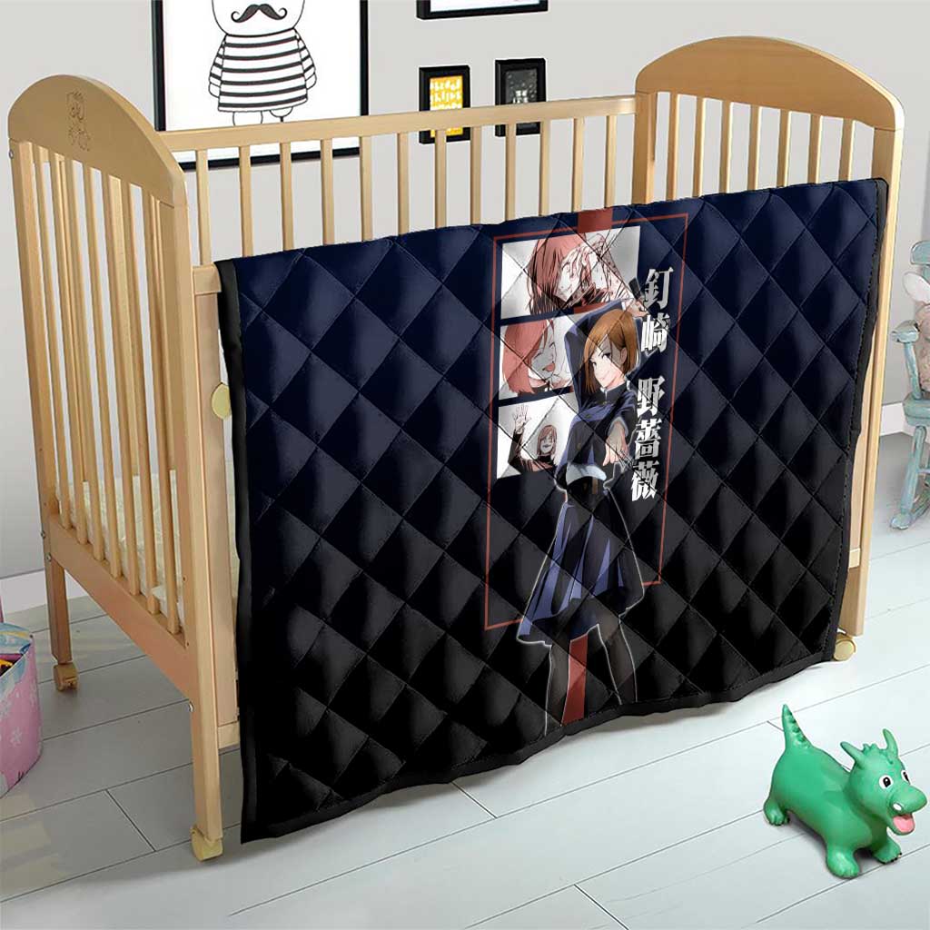 Nobara Kugisaki from Jujutsu Kaisen Quilt with Dark Blue and Red Background and Multiple Poses Design - The Mazicc