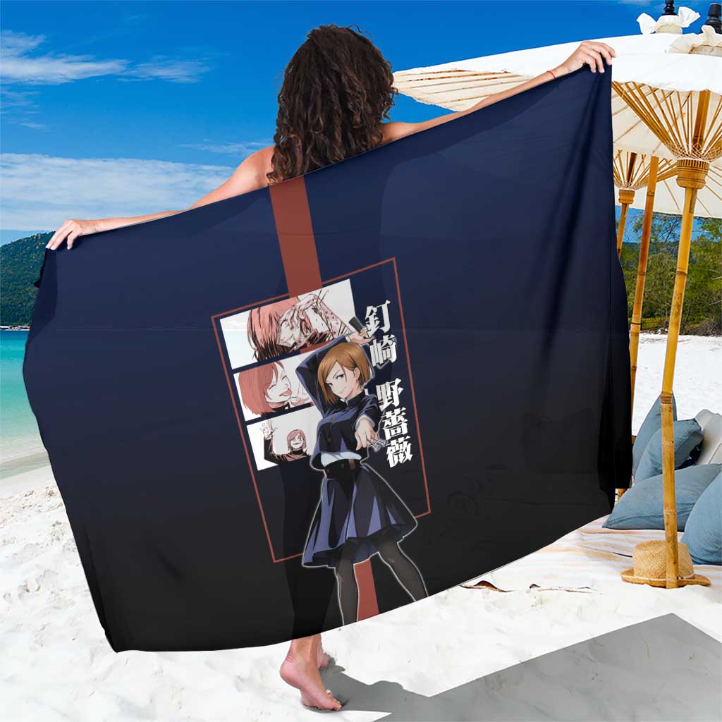 Nobara Kugisaki from Jujutsu Kaisen Sarong with Dark Blue and Red Background and Multiple Poses Design - The Mazicc