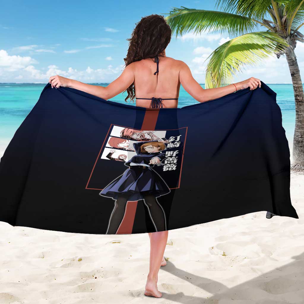 Nobara Kugisaki from Jujutsu Kaisen Sarong with Dark Blue and Red Background and Multiple Poses Design - The Mazicc