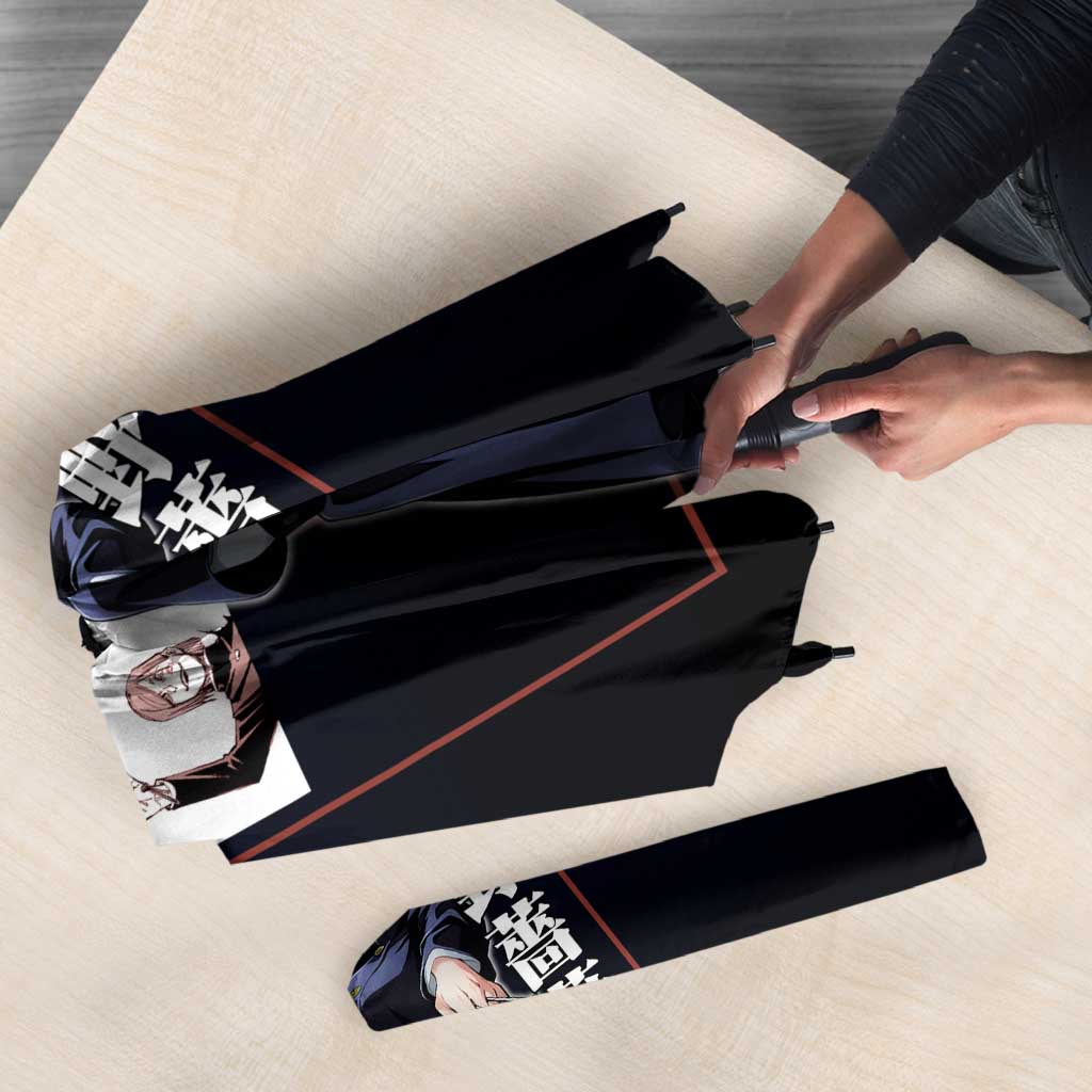 Nobara Kugisaki from Jujutsu Kaisen Umbrella with Dark Blue and Red Background and Multiple Poses Design - The Mazicc