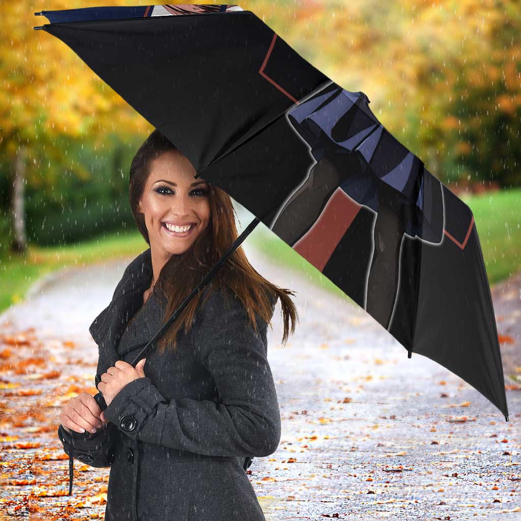 Nobara Kugisaki from Jujutsu Kaisen Umbrella with Dark Blue and Red Background and Multiple Poses Design - The Mazicc