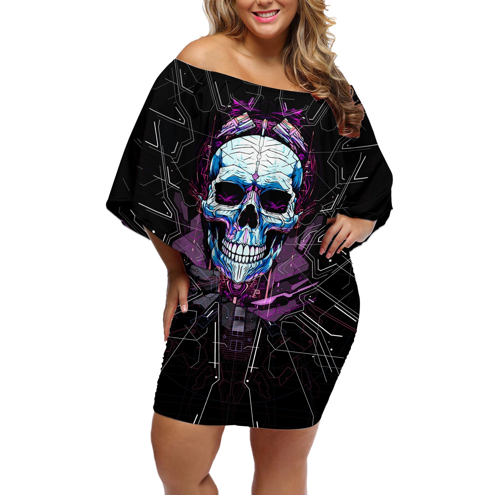 technology-skull-off-shoulder-short-dress-im-blunt-because-god-rolled-me-that-way