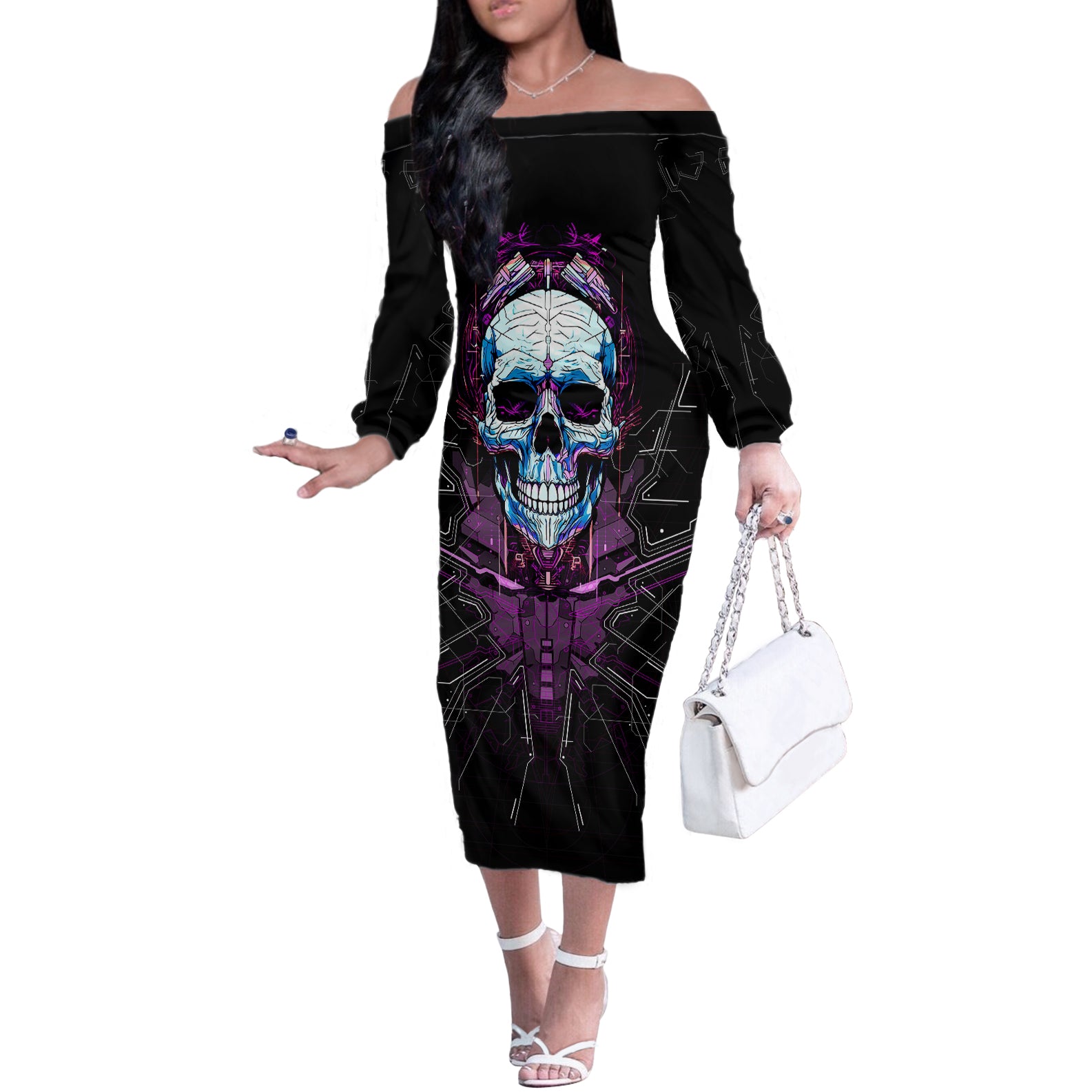 technology-skull-off-the-shoulder-long-sleeve-dress-im-blunt-because-god-rolled-me-that-way