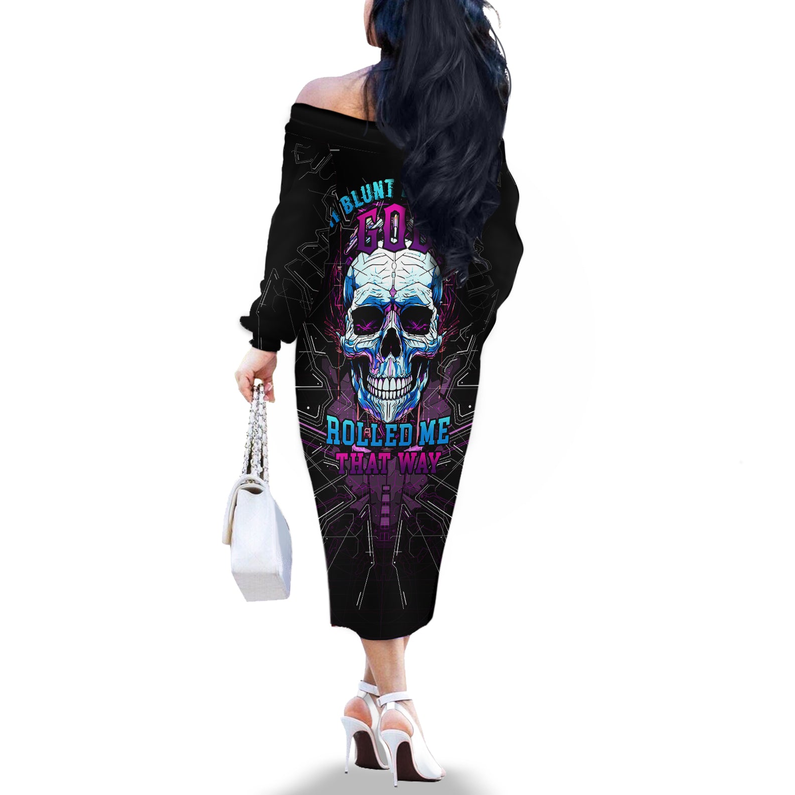 technology-skull-off-the-shoulder-long-sleeve-dress-im-blunt-because-god-rolled-me-that-way