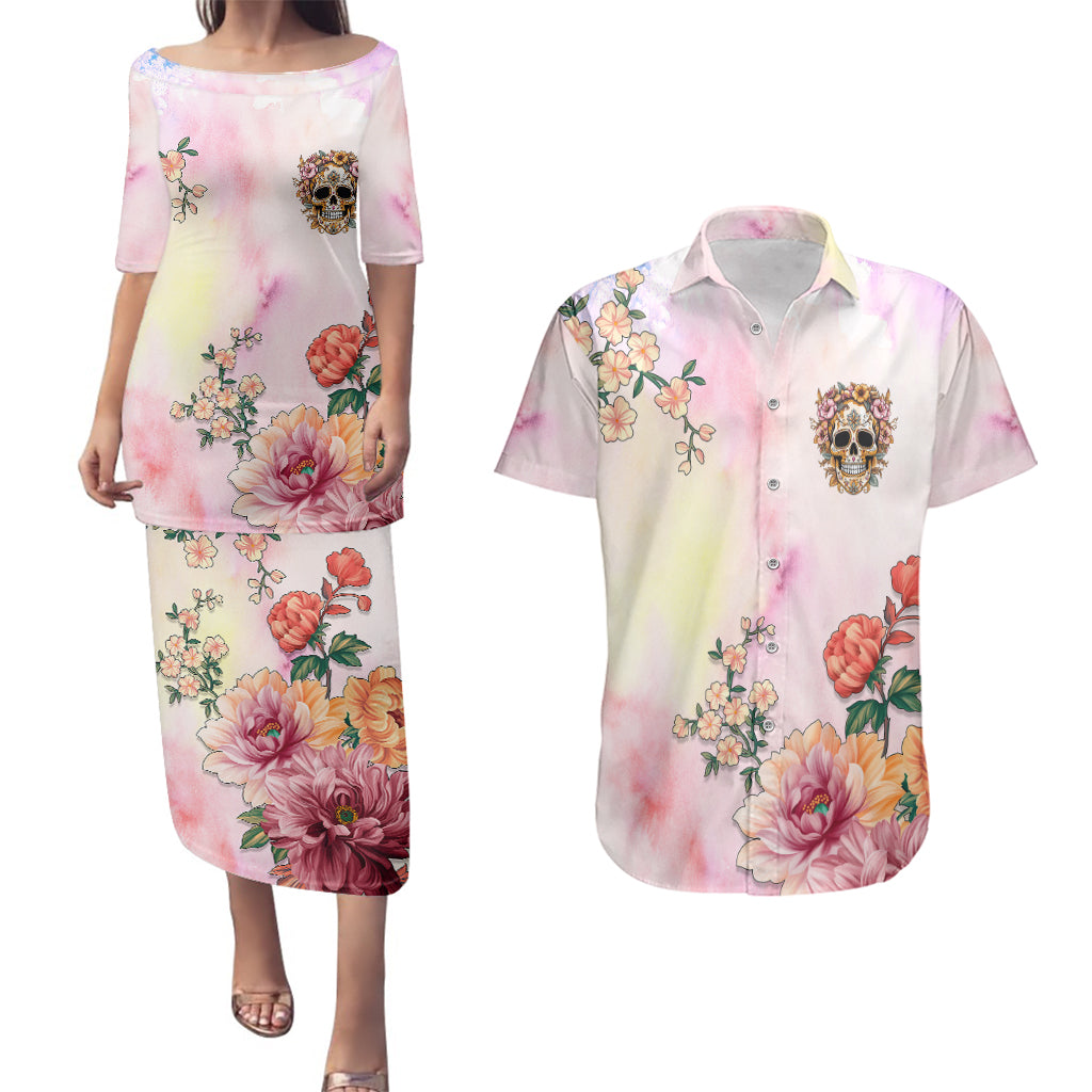 flower-skull-couples-matching-puletasi-dress-and-hawaiian-shirt-she-is-sunshine-mixed-with-a-little-hurricane