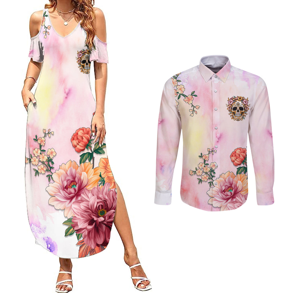 flower-skull-couples-matching-summer-maxi-dress-and-long-sleeve-button-shirts-she-is-sunshine-mixed-with-a-little-hurricane