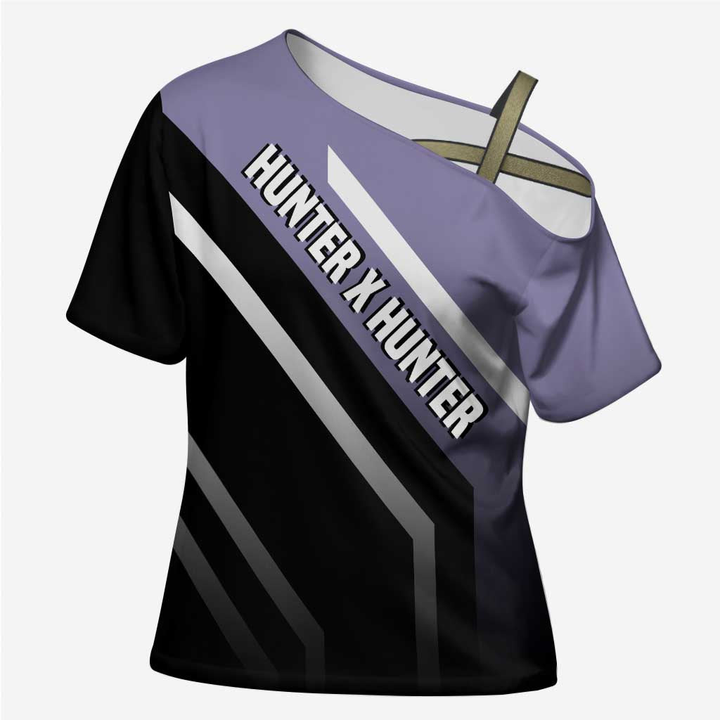 Killua Zoldyck Hunter x Hunter Cross Shoulder Shirt with Electric Aura and Action Pose Design - The Mazicc