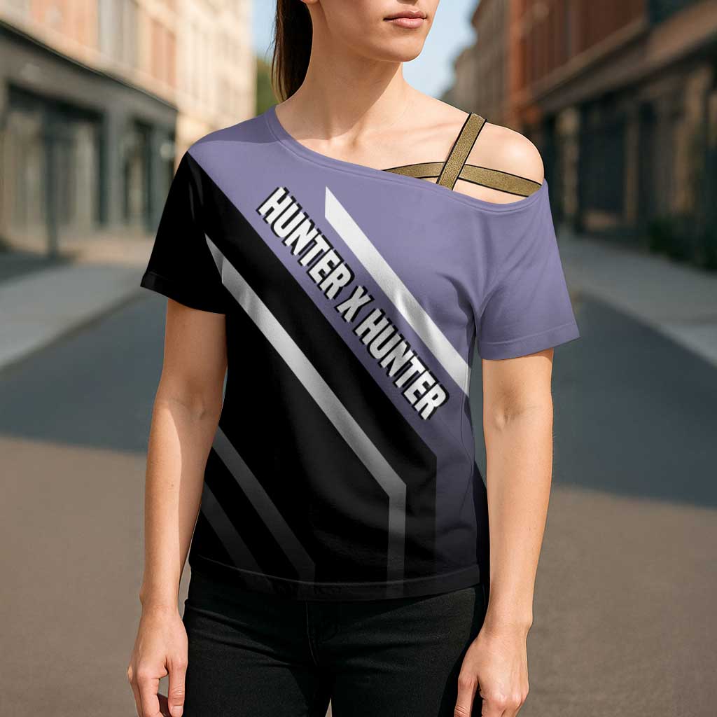 Killua Zoldyck Hunter x Hunter Cross Shoulder Shirt with Electric Aura and Action Pose Design - The Mazicc