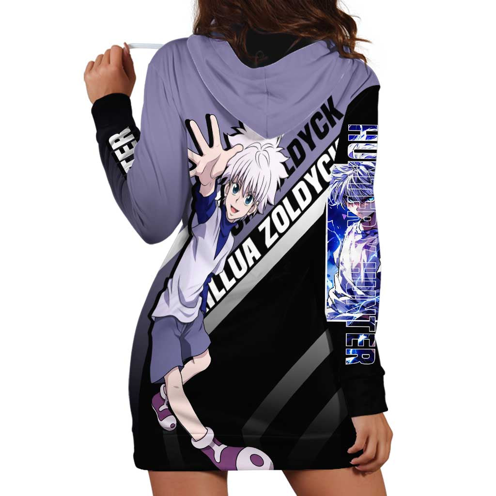 Killua Zoldyck Hunter x Hunter Hoodie Dress with Electric Aura and Action Pose Design - The Mazicc