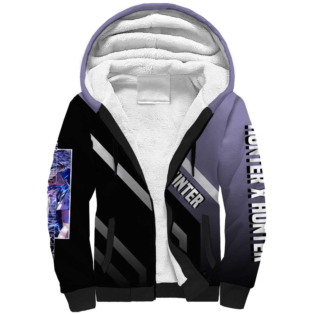 Killua Zoldyck Hunter x Hunter Sherpa Hoodie with Electric Aura and Action Pose Design - The Mazicc