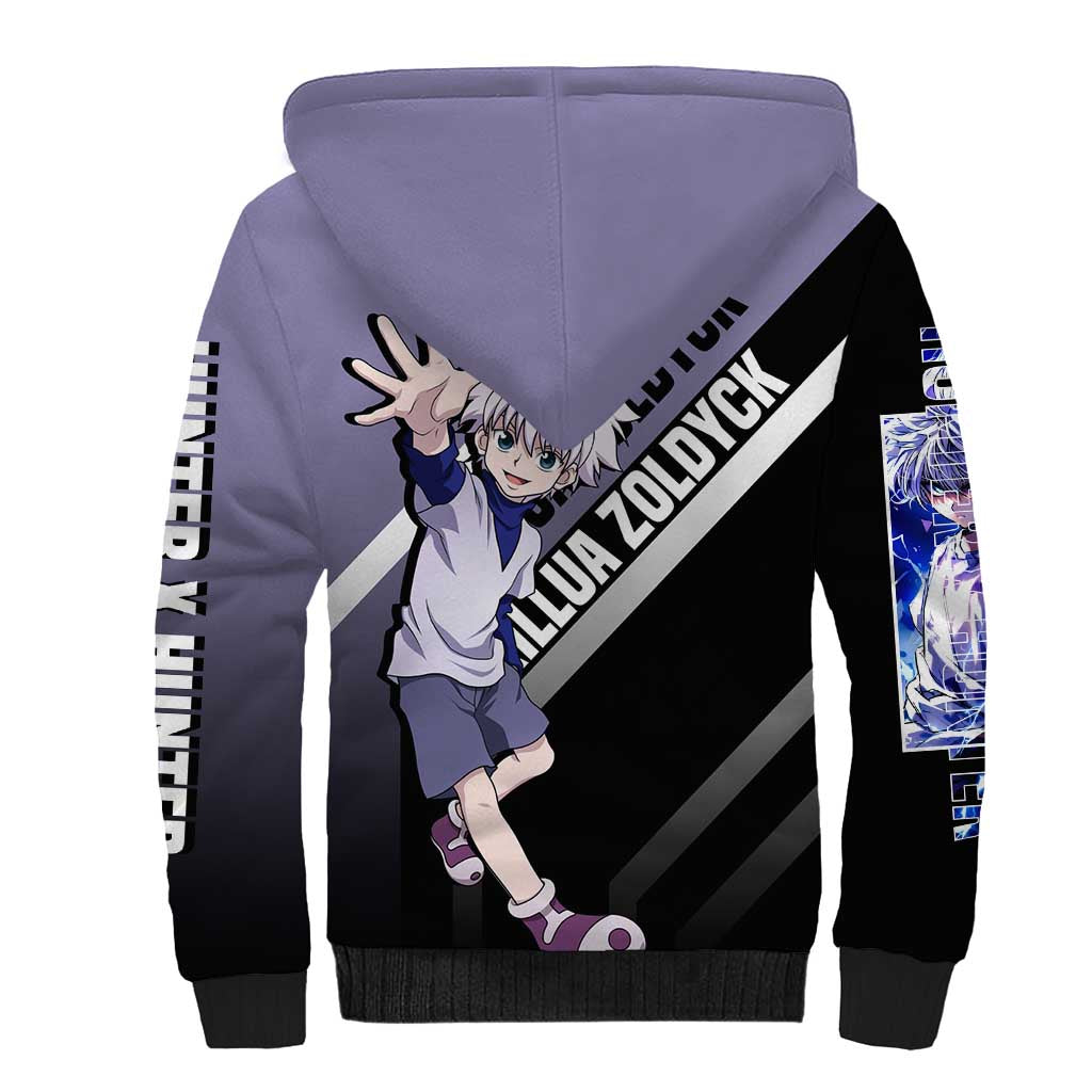 Killua Zoldyck Hunter x Hunter Sherpa Hoodie with Electric Aura and Action Pose Design - The Mazicc