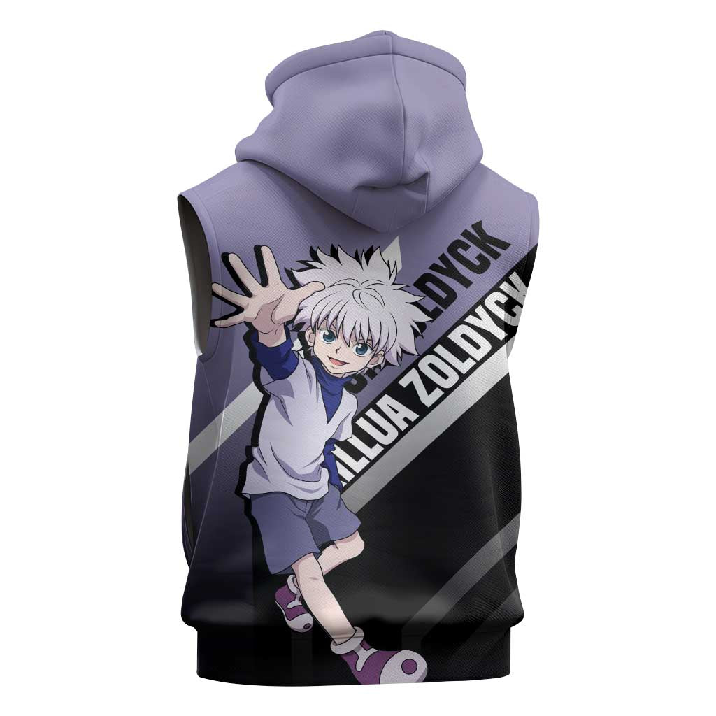 Killua Zoldyck Hunter x Hunter Sleeveless Hoodie with Electric Aura and Action Pose Design - The Mazicc