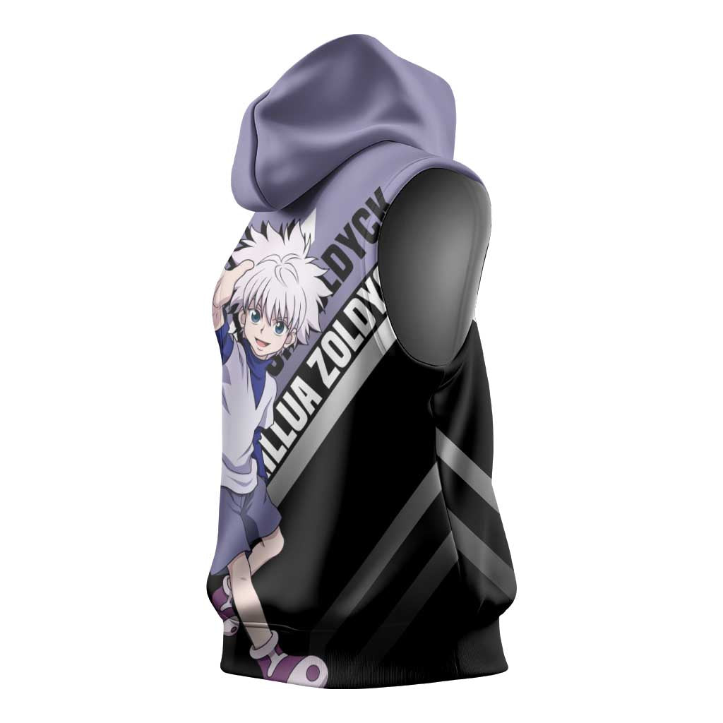 Killua Zoldyck Hunter x Hunter Sleeveless Hoodie with Electric Aura and Action Pose Design - The Mazicc