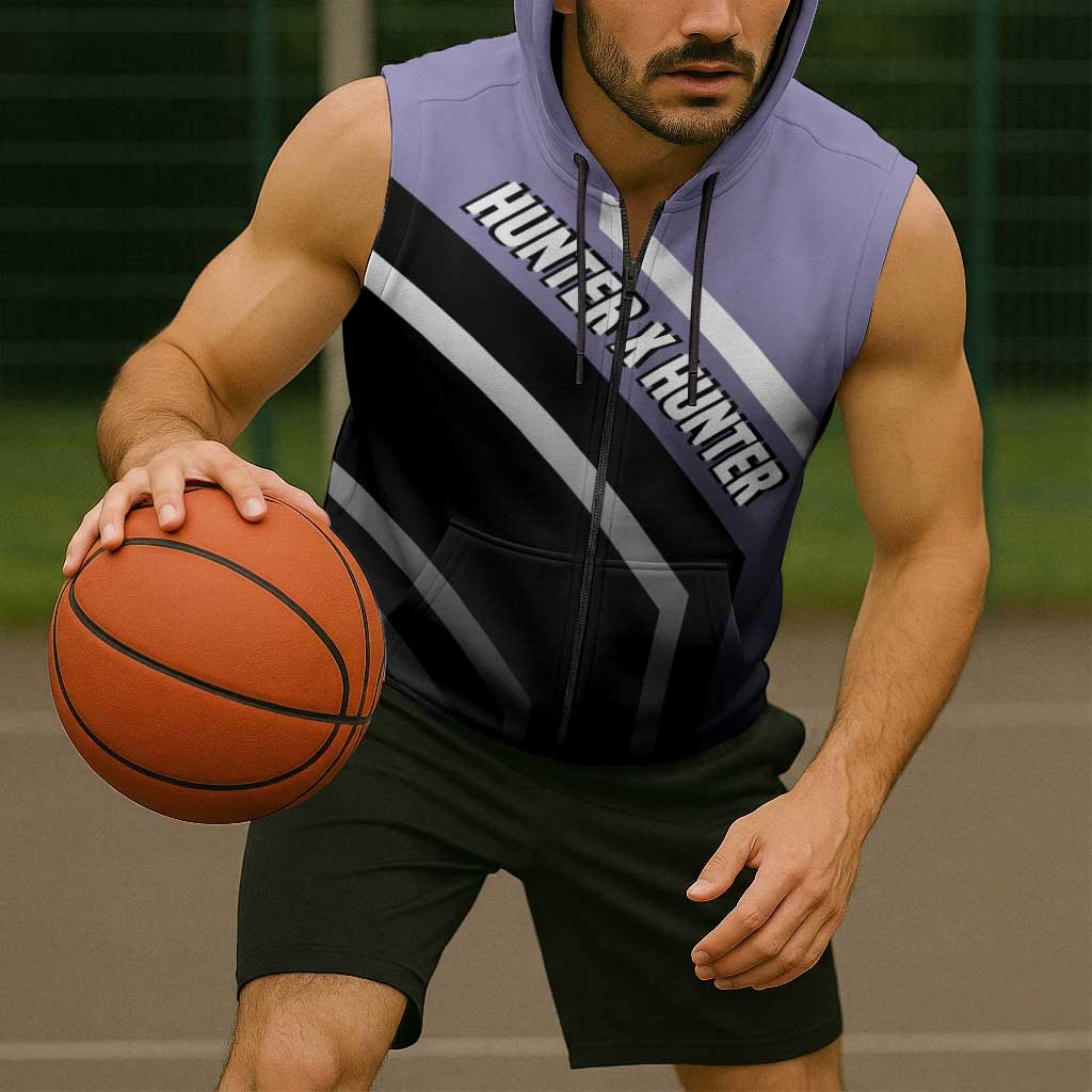 Killua Zoldyck Hunter x Hunter Sleeveless Zip Hoodie with Electric Aura and Action Pose Design - The Mazicc