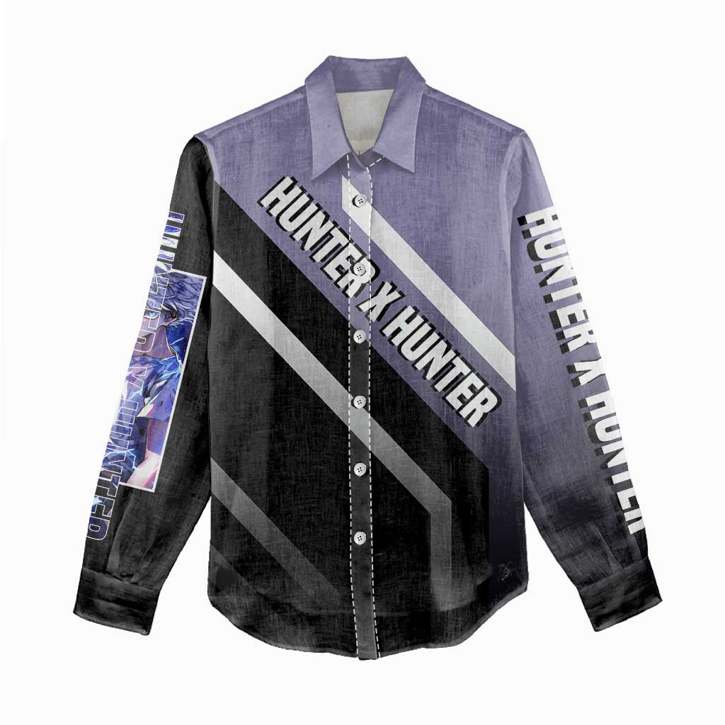 Killua Zoldyck Hunter x Hunter Women Casual Shirt with Electric Aura and Action Pose Design - The Mazicc