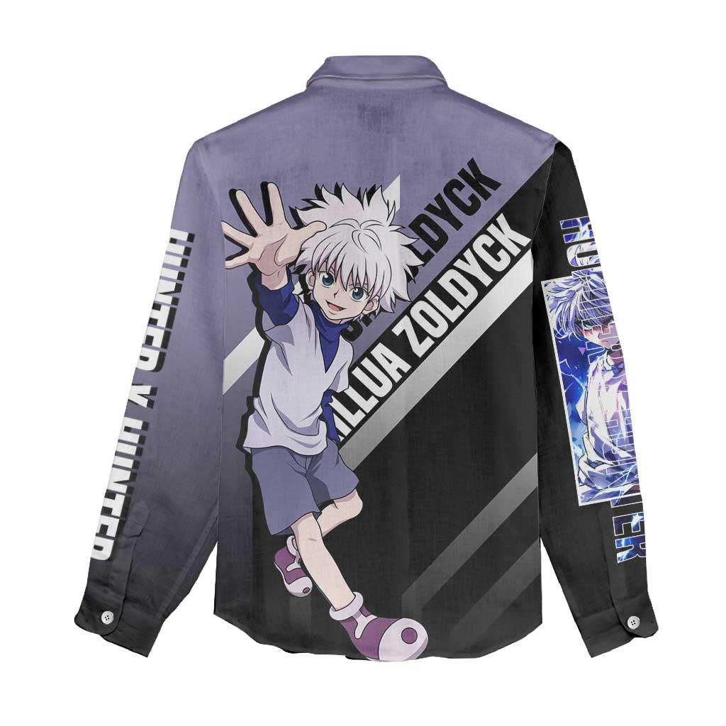 Killua Zoldyck Hunter x Hunter Women Casual Shirt with Electric Aura and Action Pose Design - The Mazicc