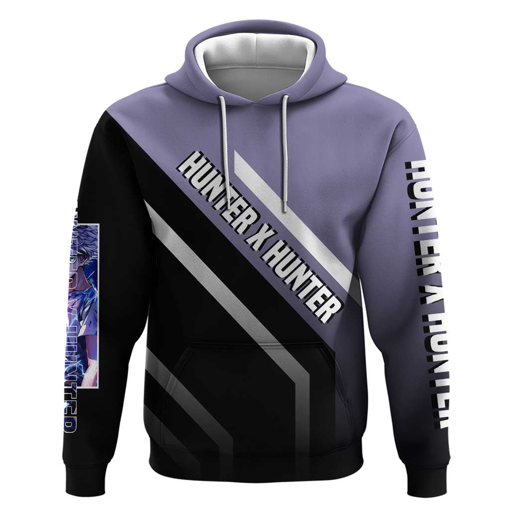Killua Zoldyck Hunter x Hunter Zip Hoodie with Electric Aura and Action Pose Design - The Mazicc