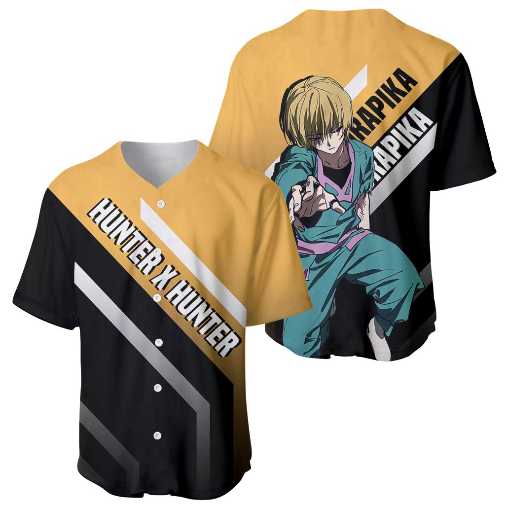 Kurapika Hunter x Hunter Baseball Jersey with Chain Weapon and Focused Battle Pose Design - The Mazicc