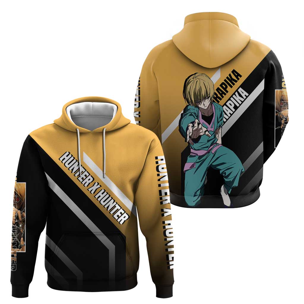 Kurapika Hunter x Hunter Hoodie with Chain Weapon and Focused Battle Pose Design - The Mazicc