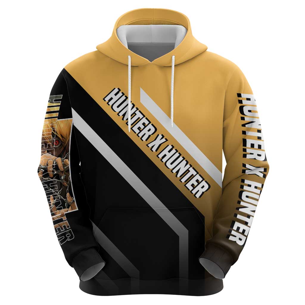 Kurapika Hunter x Hunter Hoodie with Chain Weapon and Focused Battle Pose Design - The Mazicc