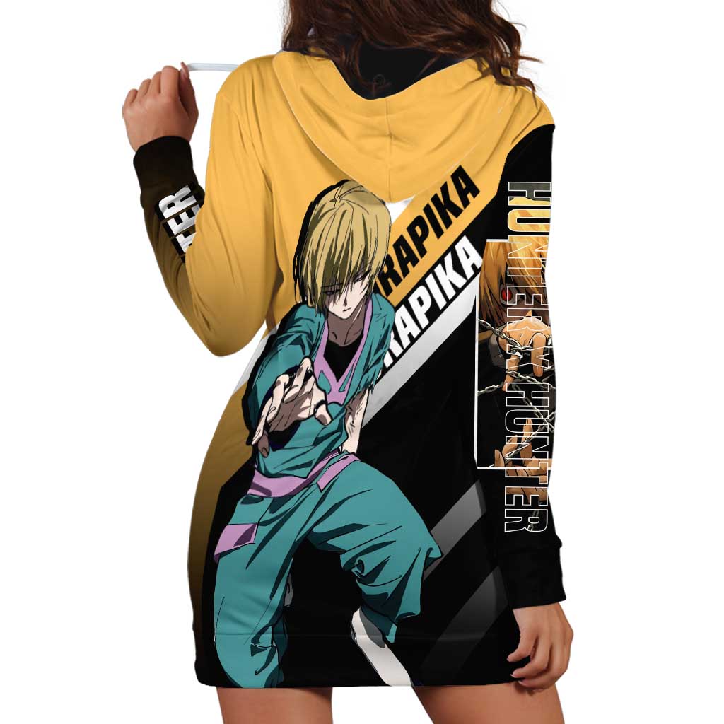 Kurapika Hunter x Hunter Hoodie Dress with Chain Weapon and Focused Battle Pose Design - The Mazicc