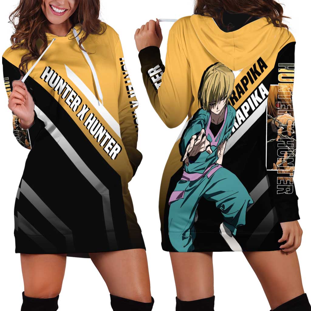 Kurapika Hunter x Hunter Hoodie Dress with Chain Weapon and Focused Battle Pose Design - The Mazicc