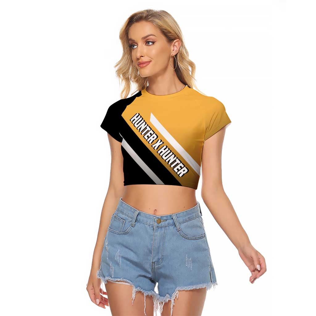 Kurapika Hunter x Hunter Raglan Cropped T Shirt with Chain Weapon and Focused Battle Pose Design - The Mazicc