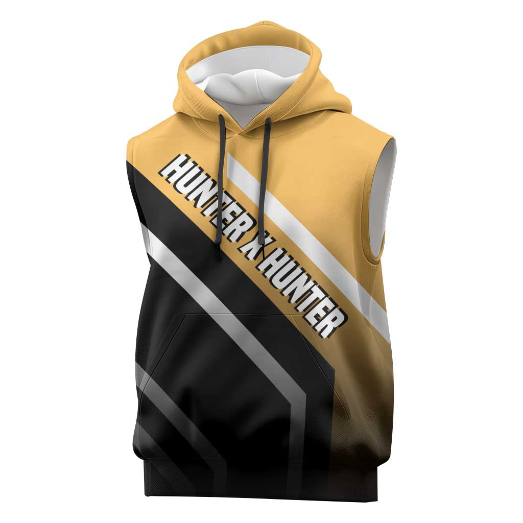 Kurapika Hunter x Hunter Sleeveless Hoodie with Chain Weapon and Focused Battle Pose Design - The Mazicc