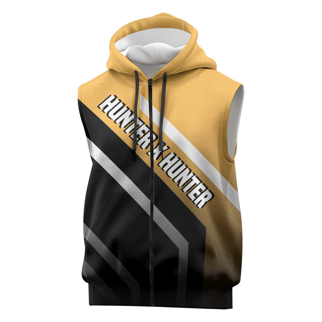 Kurapika Hunter x Hunter Sleeveless Zip Hoodie with Chain Weapon and Focused Battle Pose Design - The Mazicc