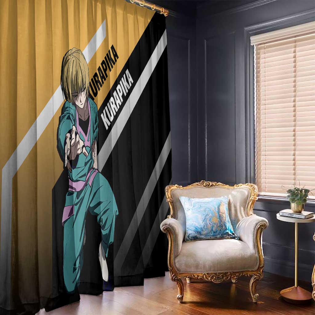 Kurapika Hunter x Hunter Window Curtain with Chain Weapon and Focused Battle Pose Design - The Mazicc