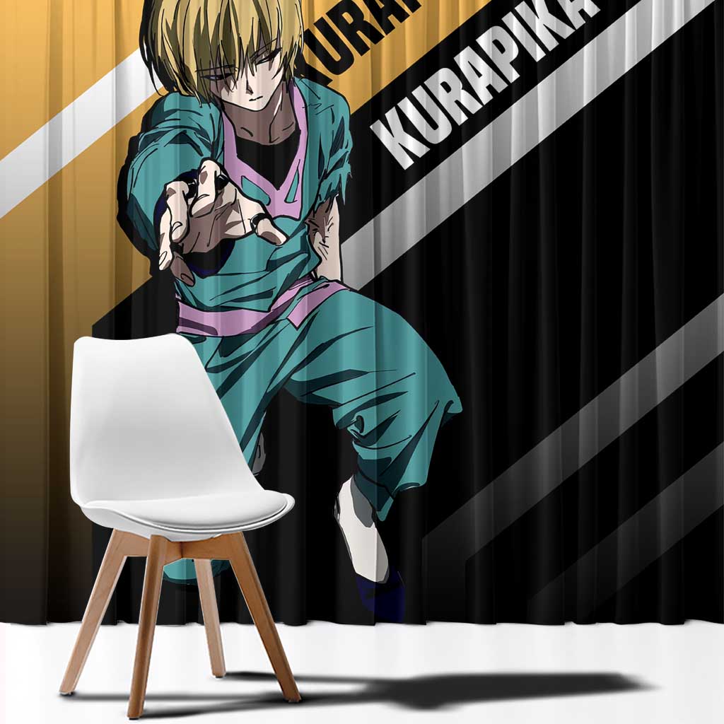 Kurapika Hunter x Hunter Window Curtain with Chain Weapon and Focused Battle Pose Design - The Mazicc