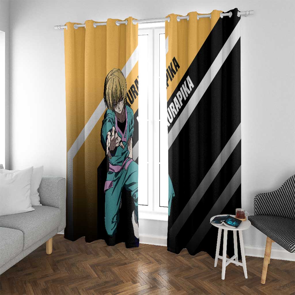 Kurapika Hunter x Hunter Window Curtain with Chain Weapon and Focused Battle Pose Design - The Mazicc