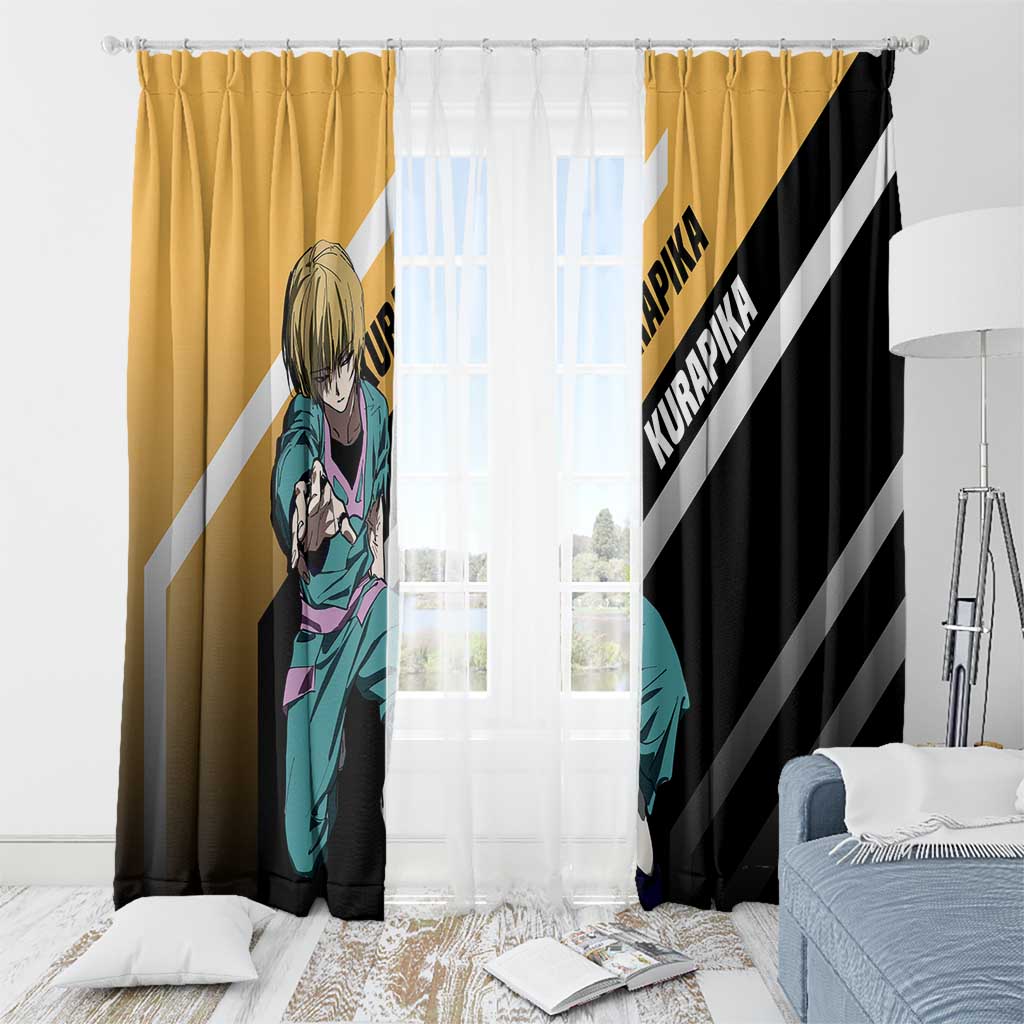 Kurapika Hunter x Hunter Window Curtain with Chain Weapon and Focused Battle Pose Design - The Mazicc