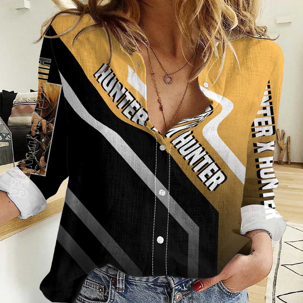 Kurapika Hunter x Hunter Women Casual Shirt with Chain Weapon and Focused Battle Pose Design - The Mazicc