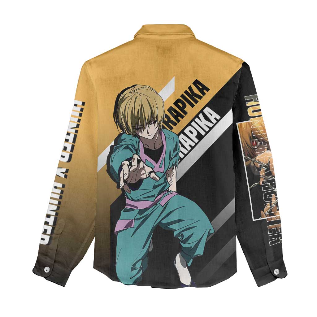 Kurapika Hunter x Hunter Women Casual Shirt with Chain Weapon and Focused Battle Pose Design - The Mazicc