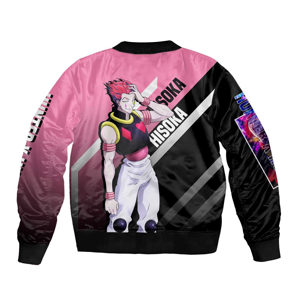 Hisoka Hunter x Hunter Bomber Jacket with Playing Cards and Cunning Battle Pose Design - The Mazicc