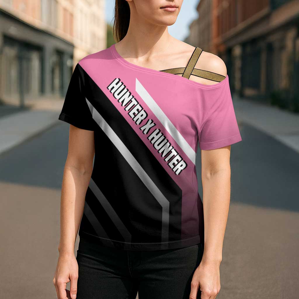 Hisoka Hunter x Hunter Cross Shoulder Shirt with Playing Cards and Cunning Battle Pose Design - The Mazicc