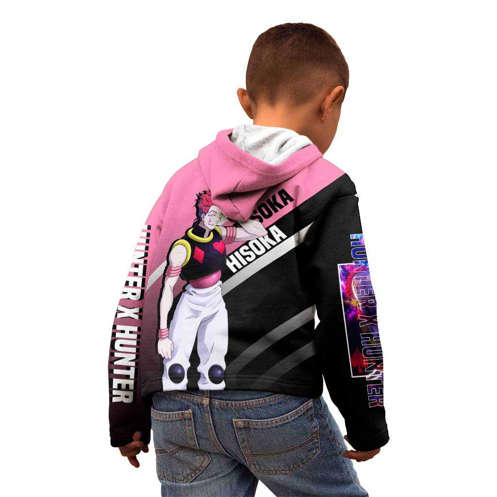 Hisoka Hunter x Hunter Kid Hoodie with Playing Cards and Cunning Battle Pose Design - The Mazicc