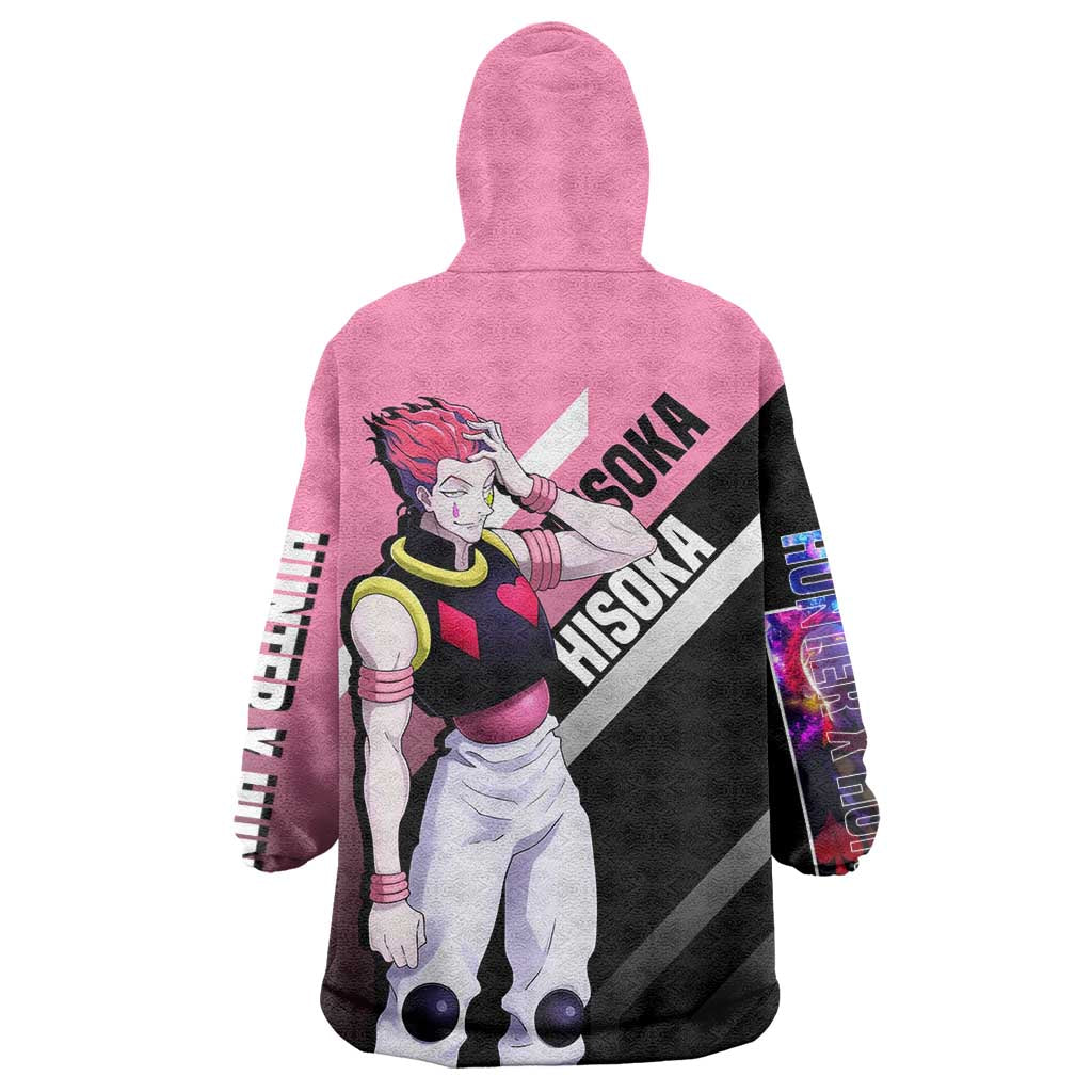 Hisoka Hunter x Hunter Wearable Blanket Hoodie with Playing Cards and Cunning Battle Pose Design - The Mazicc