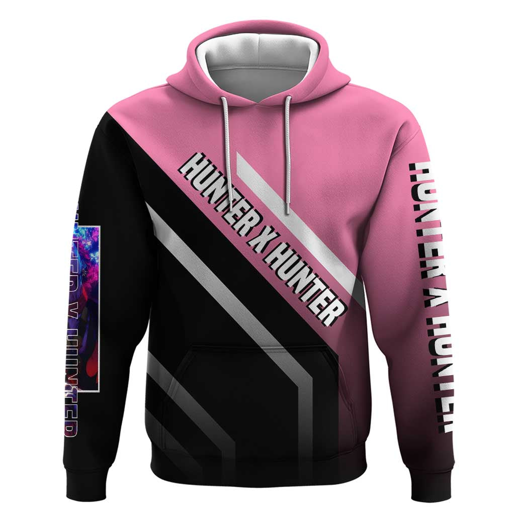 Hisoka Hunter x Hunter Zip Hoodie with Playing Cards and Cunning Battle Pose Design - The Mazicc