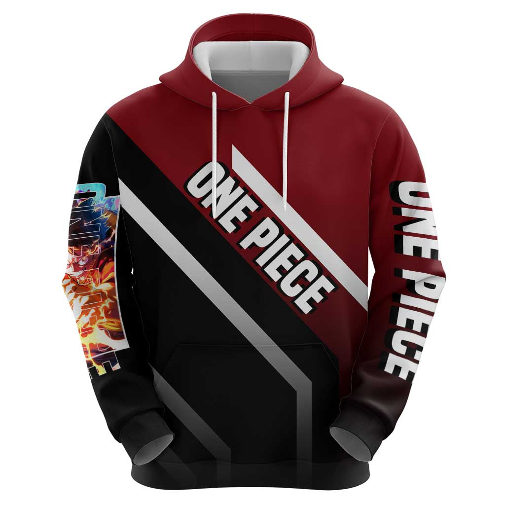 Monkey D. Luffy One Piece Hoodie with Straw Hat and Action-Packed Pose Design - The Mazicc