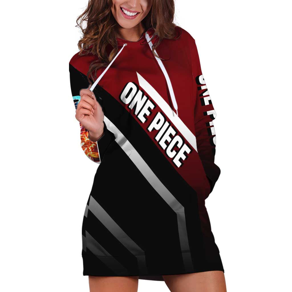 Monkey D. Luffy One Piece Hoodie Dress with Straw Hat and Action-Packed Pose Design - The Mazicc