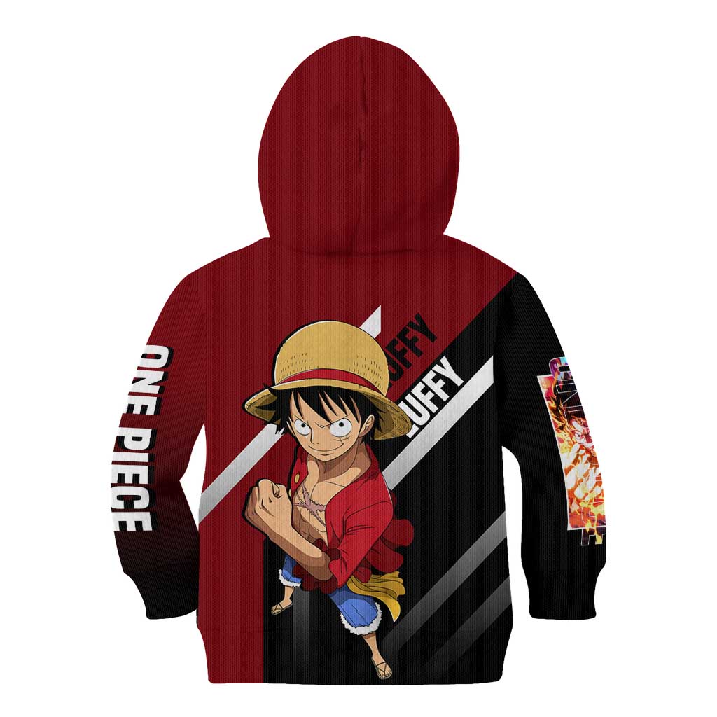 Monkey D. Luffy One Piece Kid Hoodie with Straw Hat and Action-Packed Pose Design - The Mazicc