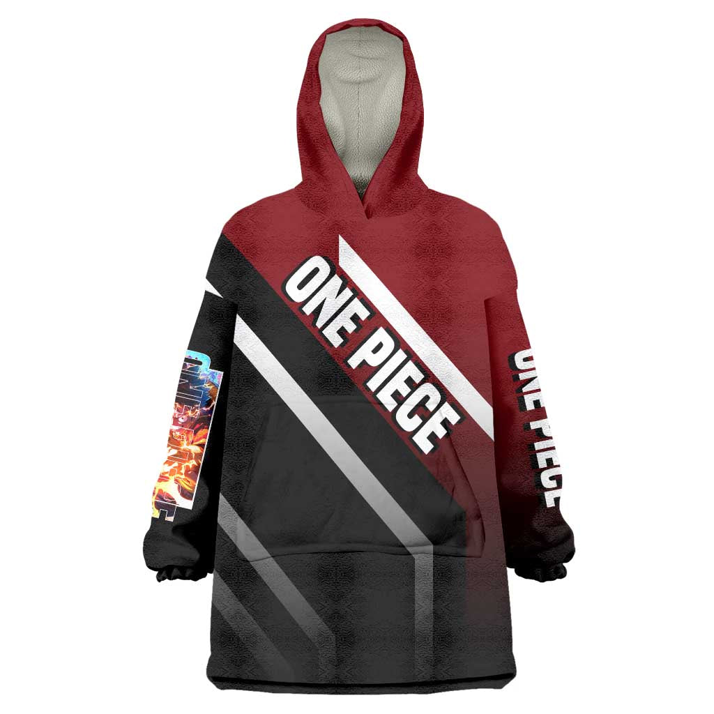 Monkey D. Luffy One Piece Wearable Blanket Hoodie with Straw Hat and Action-Packed Pose Design - The Mazicc