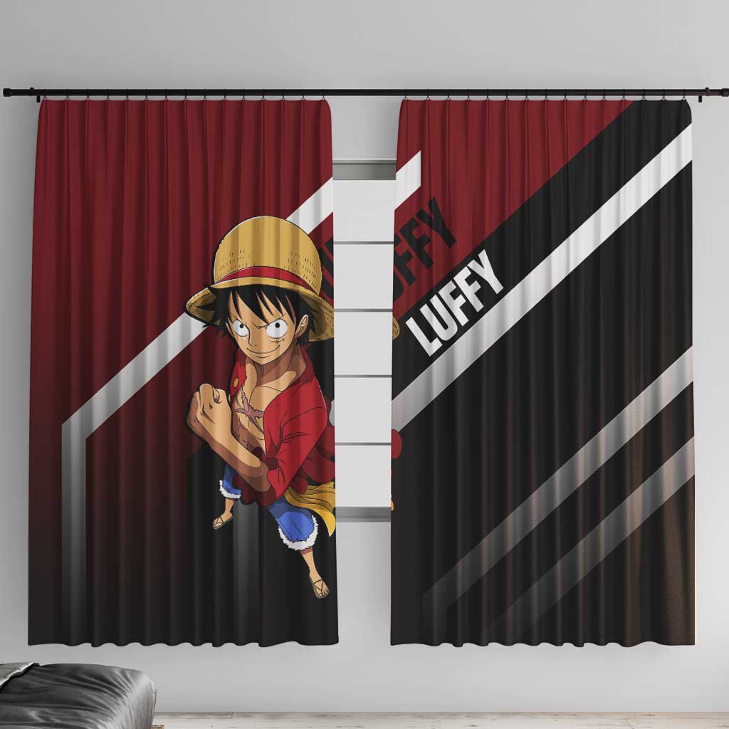 Monkey D. Luffy One Piece Window Curtain with Straw Hat and Action-Packed Pose Design - The Mazicc