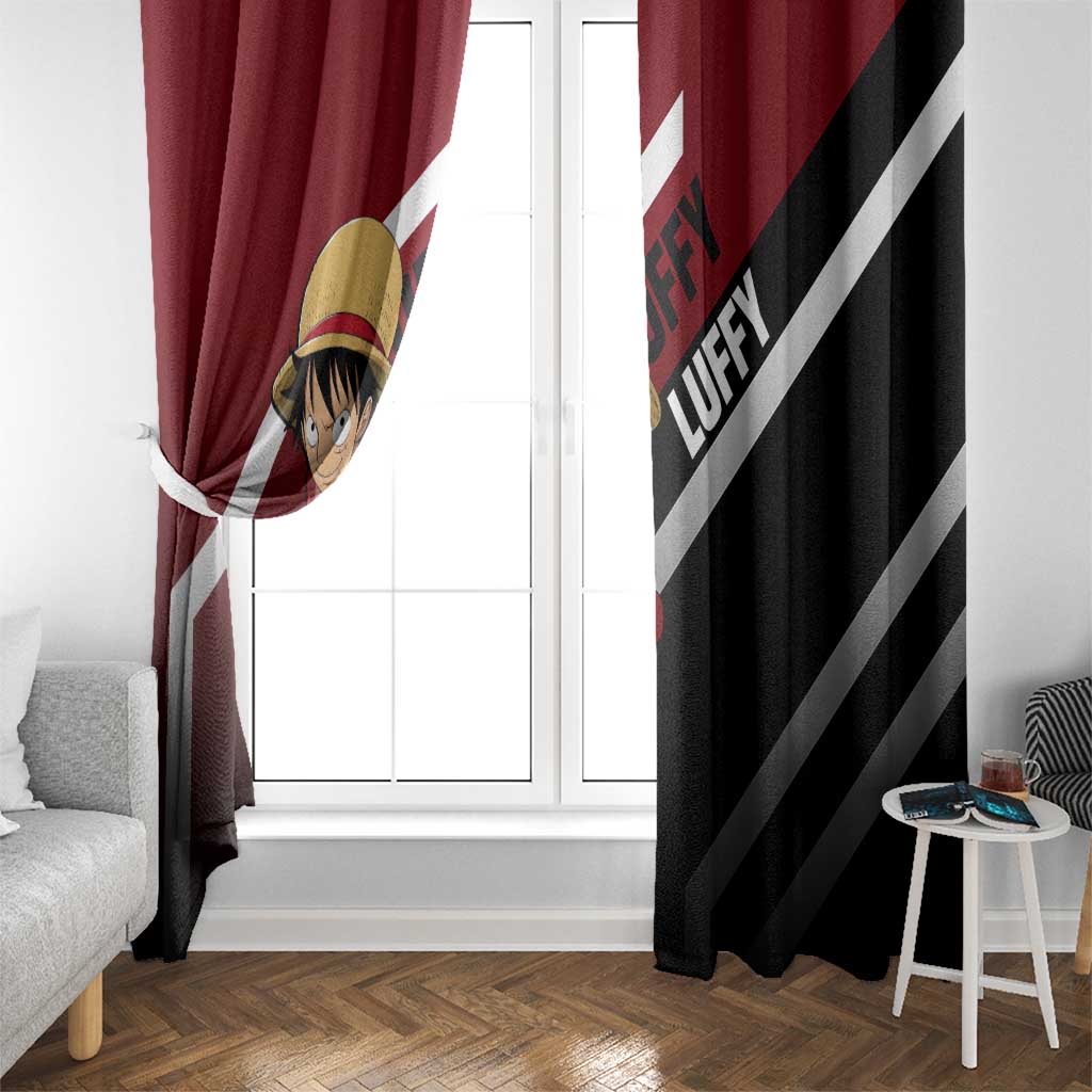 Monkey D. Luffy One Piece Window Curtain with Straw Hat and Action-Packed Pose Design - The Mazicc